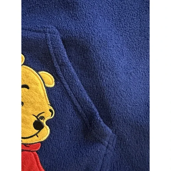 Vintage Winnie The Pooh 1/4 Zip Hoodie Fall Leaves Women's Medium Sz Blue Fleece - Picture 16 of 16
